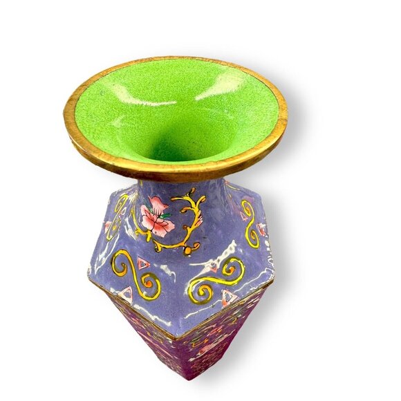 Chinese Handmade Enamel Coated Vase 10” Purple - Picture 9 of 13